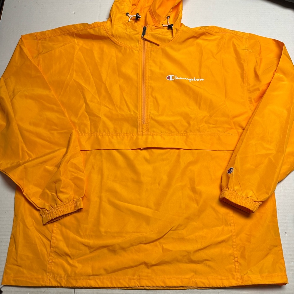 Champion Yellow Stadium Packable Jacket, Script Logo Wind & Water-resistant XL